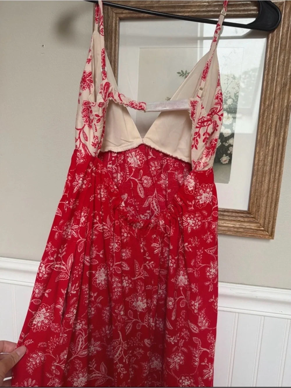 Abercrombie & Fitch Red and Cream Floral Maxi Dress